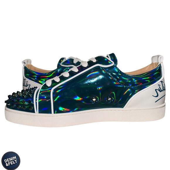 Christian Louboutin Louis Junior Spikes Iridescent Low Top Sneakers Men’s 13 NEW - Picture 8 of 15